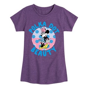 Girls' - Disney - Polka Dot Beauty Fitted Short Sleeve Graphic T-Shirt - 1 of 3