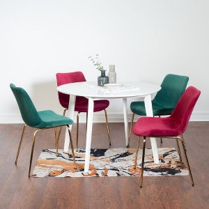 NicBex Contemporary 3-Piece Dining Set, White Round Dining Table with 2 Velvet Chairs (Gold-Plated Legs) for Living Room - 1 of 4