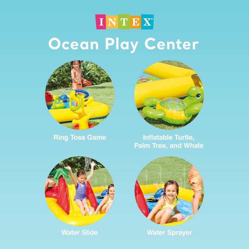 Intex 100" x 77" Inflatable Ocean Play Center Kids Backyard Kiddie Pool & Games, 3 of 7