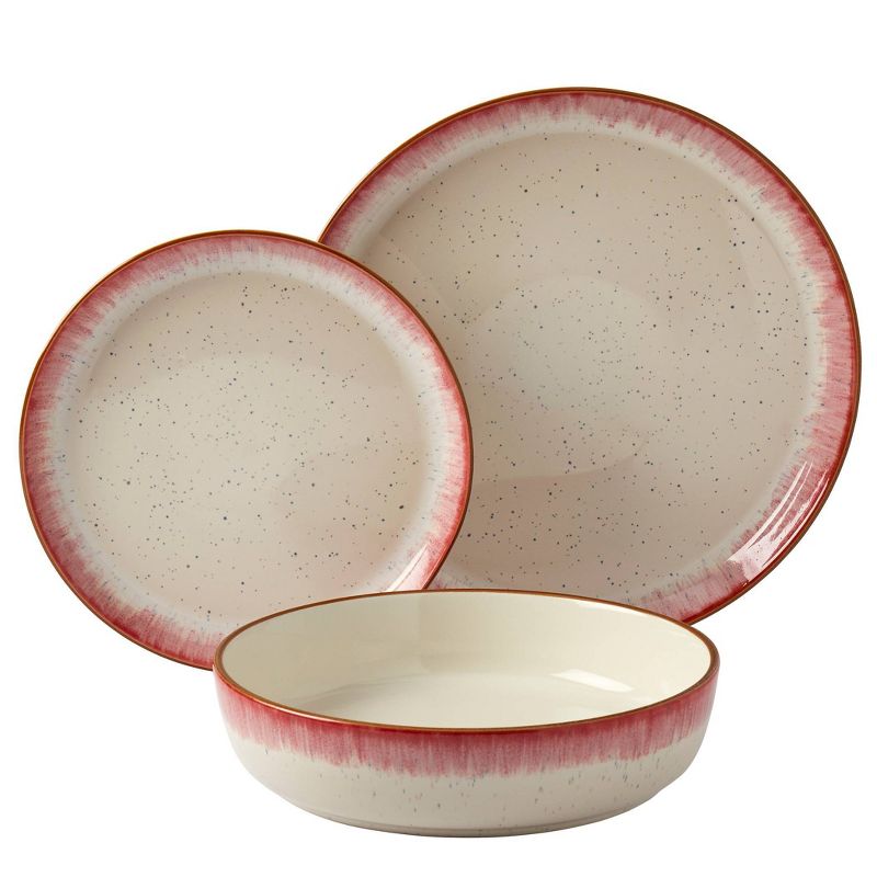 12pc Stoneware Hanover Dinnerware Set Cream/Red - Tabletops Gallery, 3 of 10