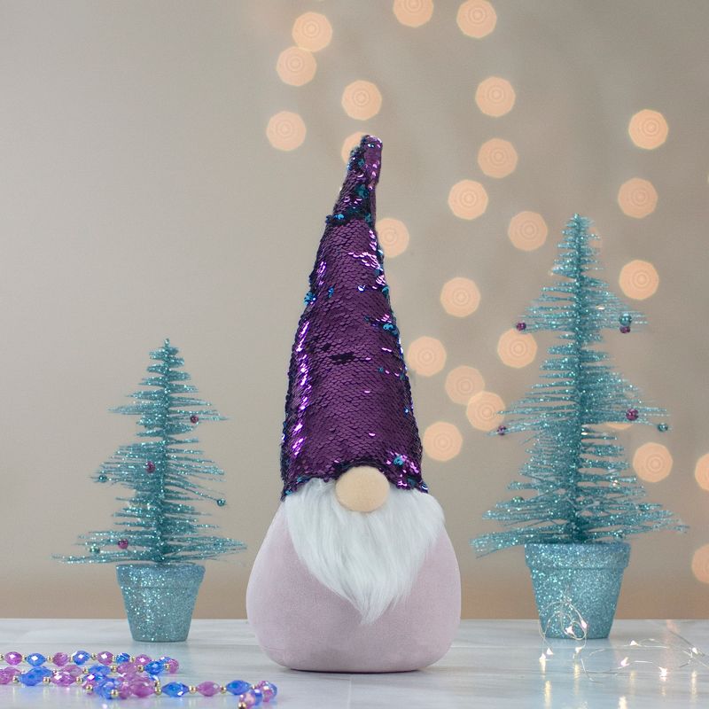 Northlight 17.5" Gnome with Purple and Blue Flip Sequin Hat Christmas Decoration, 2 of 8