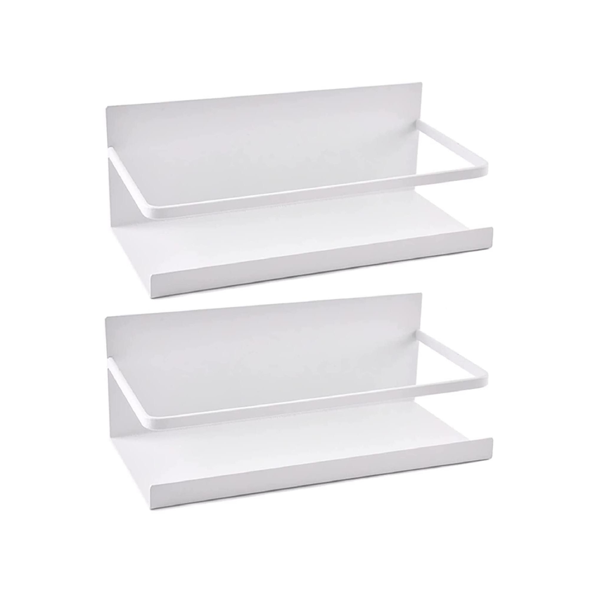 Kovot Magnetic Spice Rack, For Kitchen, Refrigerator, Washing Machine Or Microwave Oven. Organizer Shelf for Spices Jars & Containers -White (2 Pack)