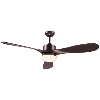 HOMCOM 52" Reversible 3 Blades Ceiling Fan with Light, Modern Indoor Mount LED Lighting Fan with Remote Control, for Bedroom, and Living Room, Brown