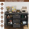Belord Modern Fluted Sideboard Buffet Cabinet with Storage, Black Credenza with 3 Drawers for Kitchen & Living Room - 2 of 4