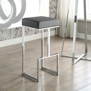 Modern Chrome Bar Stool with Upholstered Seat, Sleek Contemporary Design, Plush Comfort, Perfect for Kitchen Island or Home Bar - 1 of 4