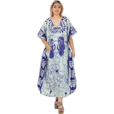 HAPPY BAY Women's Summer Batik Caftan Long Loungewear Dashiki House Dress with Pockets Sleepwear for Women Nightgown plus size