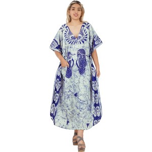 HAPPY BAY Women's Summer Batik Caftan Long Loungewear Dashiki House Dress with Pockets Sleepwear for Women Nightgown plus size - 1 of 4