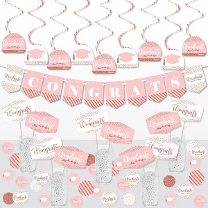 Big Dot of Happiness Rose Gold Grad - Graduation Party Supplies Decoration Kit - Decor Galore Party Pack - 51 Pieces - 1 of 4