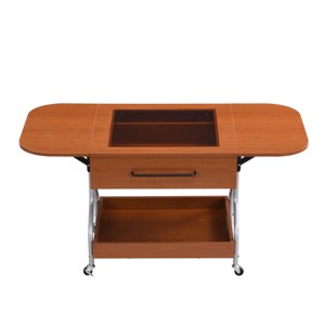 GlasFlength Folding Tables Mobile Extendable Storage Coffee Table with Wheels for Living Room Decor Dining Room, Brown, 47.2"*23.6"*22.8" - 1 of 4