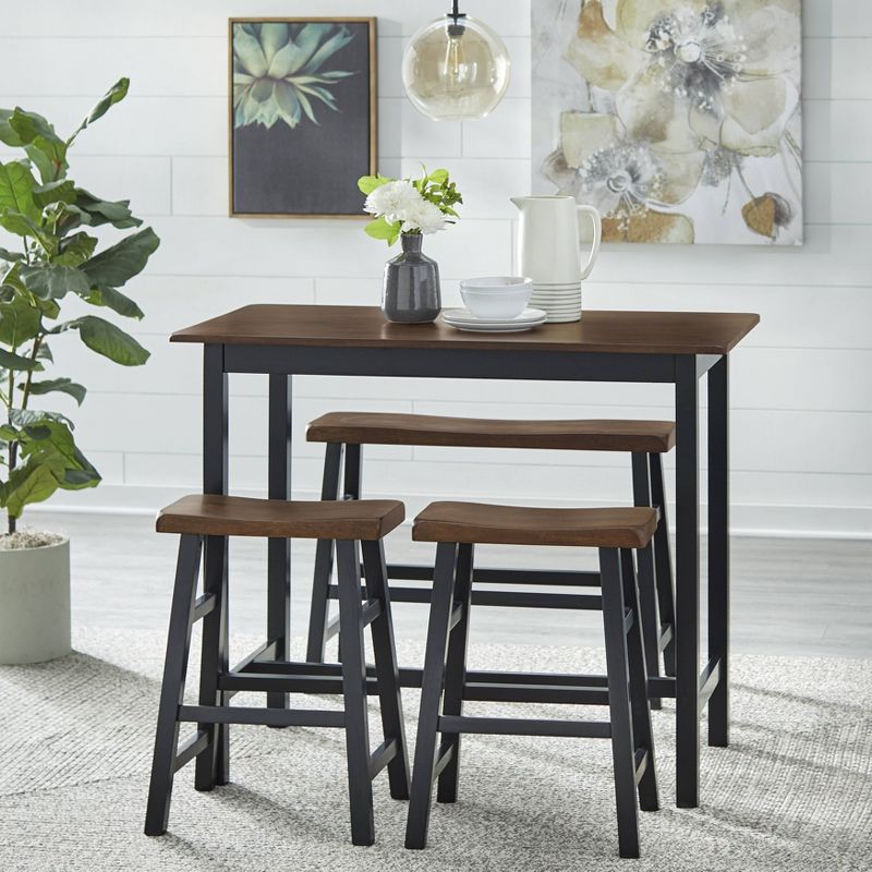 4pc Galena Counter Height Dining Set Walnut/Black - Buylateral, 3 of 9