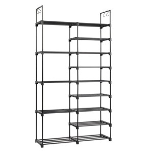 SEVOBAL Storage Organizer 9 Tier Industrial FreeStanding Shoe Racks Entrance Shoe Rack Organizer Shelves Hallways Entryway, Black, 11.42"*3.94"*17.32" - 1 of 4
