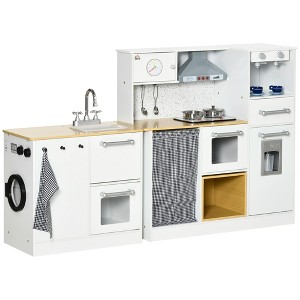 Yinvani Kids Wooden Kitchen Playset, Imaginative Toy Pretend Restaurant, Ages 3-6, White - 1 of 4