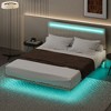 CAVINAS Full Size Bed Frame, Modern Upholstered Floating Bed Frame with LED Lights, Vertical Channel Design Velvet Fabric Bed - 2 of 4
