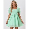 Allegra K Women's Short Sleeve Summer Casual Square Neck Flowy A-Line Short Party Dress - 2 of 4