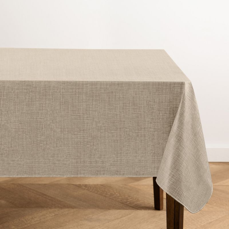 Monterey Linen Texture Vinyl Indoor/Outdoor Tablecloth - Elrene Home Fashions, 1 of 5