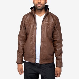 X RAY Mens Lightweight Motorcycle PU Leather Jacket With Faux Shearing Lining - 1 of 4
