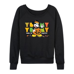Women's - Disney - Time To Party Lightweight French Terry Wide Neck Long Sleeve Shirt - 1 of 4
