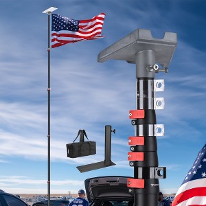 Yescom EZ GO 25ft Starlink Mini Ground Pole Mount Kit with Adapter & Tire Stand, Telescopic Tailgate Flagpole & Base Kit for Outdoor RV Camping Black - 1 of 4