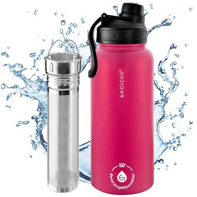 GROSCHE Chicago Steel 16 oz. Infusion Water Bottle Insulated Water Bottle Tea and Fruit Infuser Water Bottle Stainless Steel Flask