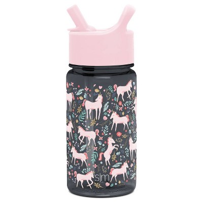 12oz Tumbler Simple Modern Kids Insulated Water Bottle Cup with Straw Stainless Steel Flask Metal Thermos for Toddlers Boys and Girls Unicorn Fields 