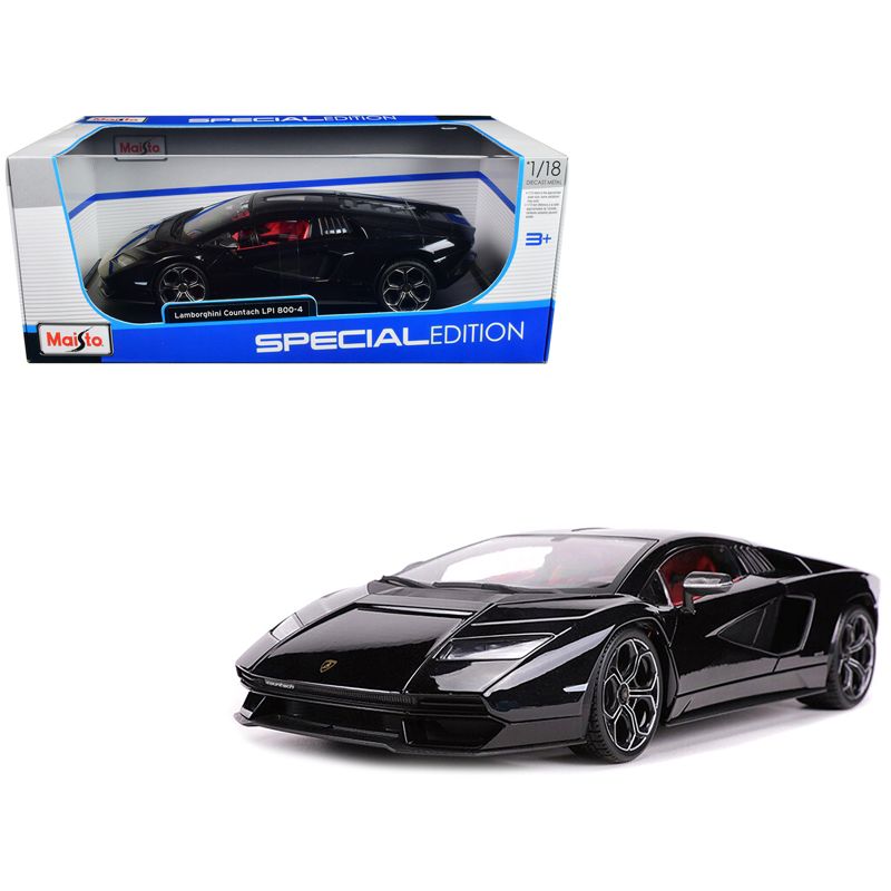 Lamborghini Countach LPI 800-4 Black with Red Interior "Special Edition" 1/18 Diecast Model Car by Maisto, 1 of 4