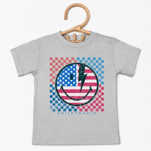The Juniper Shop SmileyWorld Patriotic Checkered Lightning Toddler Short Sleeve Tee - 1 of 4