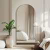 PexFix Full-Length Arched Wood Frame Wall Mirror with Striped Wooden Base - 2 of 4
