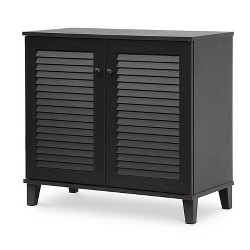 Shirley Modern And Contemporary Wood 2-door Shoe Cabinet With Open ...