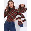 Allegra K Women's Turtleneck Long Sleeve Stretch Slim Plaid Casual Blouse - 2 of 4