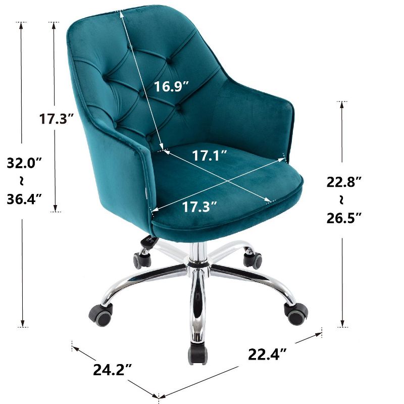 Modern Velvet Home Office Swivel Shell Chair-ModernLuxe, 3 of 15
