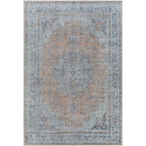 Livabliss 5'3"x7'3" Tahmis Traditional Machine Washable Rug Blue: 5x7 Pet Friendly Flatweave Area Rug - 1 of 4