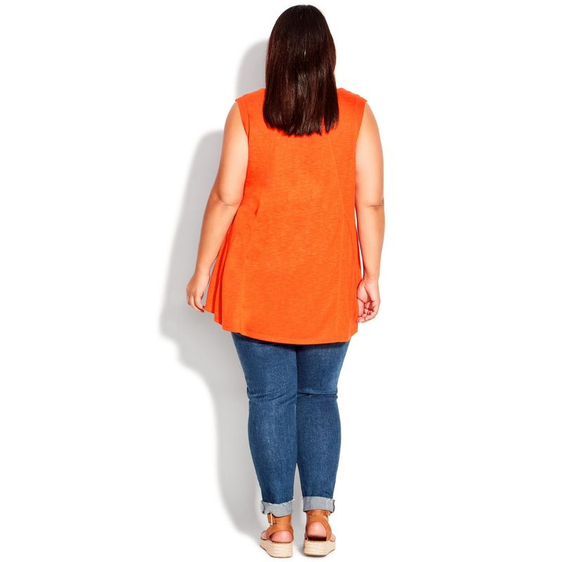 Women's Plus Size Fit N Flare Tank - orange | AVENUE, 4 of 7