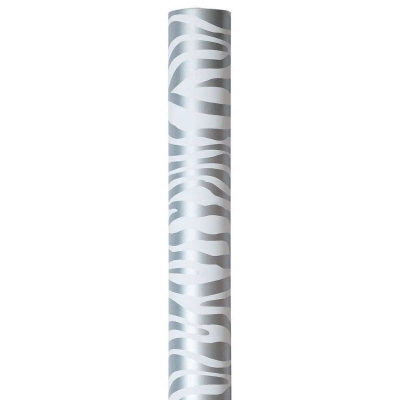 25 sqft JAM Paper &#38; Envelope Zebra Print Gift Roll Wrap Silver, 2 of 6