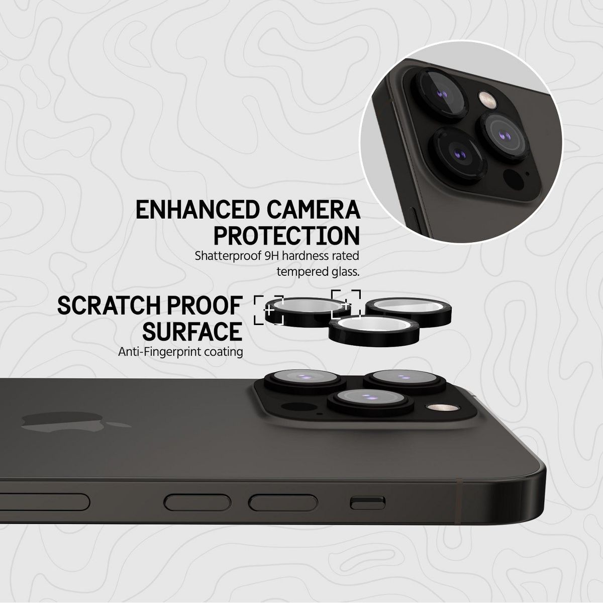 Pelican Apple iPhone 14 Pro/iPhone 14 Pro Max Aluminum Ring Camera Lens Protectors - Black - thumbnail 5