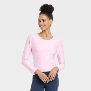 Women's Ribbed Side-Cinch Long Sleeve Top - All In Motion™ - 1 of 4