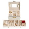 Unique Bargains PU Leather 3 Layer Birthday Gifts Jewelry Organizer Storage Holder with Drawer and Mirror - 3 of 4