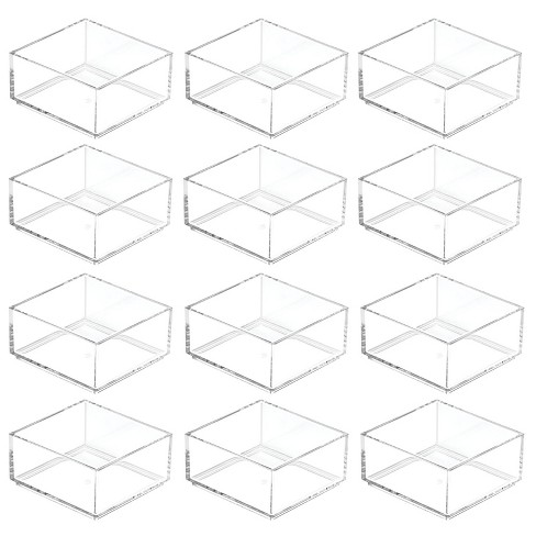 12 Pack Clear mDesign Plastic Stackable Office Drawer Organizer 4" Square 