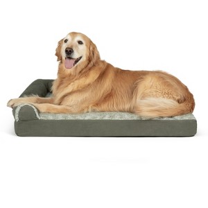 FurHaven Two-Tone Faux Fur & Suede Deluxe Chaise Lounge Orthopedic Sofa Dog Bed - 1 of 4