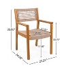 CAVINAS Dining Chairs Kitchen Chairs Set of 2 Woven Dining Chairs Teak Finish Rope chairs with Acacia wood frame for  Dining Room - 3 of 4