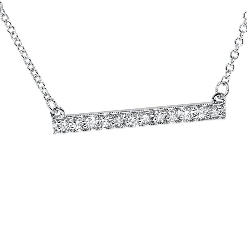 Pompeii3 1/2ct Bar Pendant Diamond Necklace in 14K White Gold (Not Enhanced) 1.2" Wide, 1 of 5