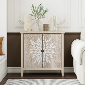 Wood Sideboard Cabinet,Entrance Way Carved Storage Cabinet  With 2 Doors And Adjustable Shelves Kitchen Storage Cabinet-Maison Boucle - 1 of 4