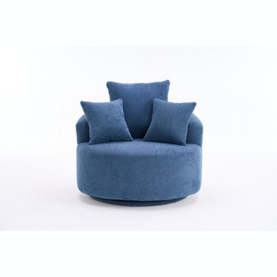 TiramisuBest Oversize Round Swivel Chair Cozy Club 360 degrees Swivel Sofa with 3 Pillows Chenille Fabric with Gray for sofa