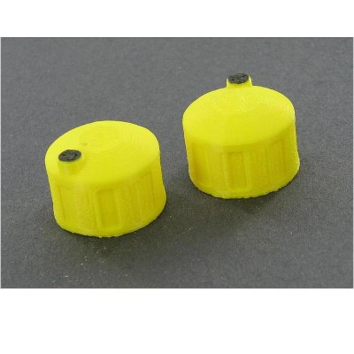 3D to Scale 1/64 2 Pack of 3D Printed Yellow Bulk Fluid Tanks w/ Black Lids 64-325-Y