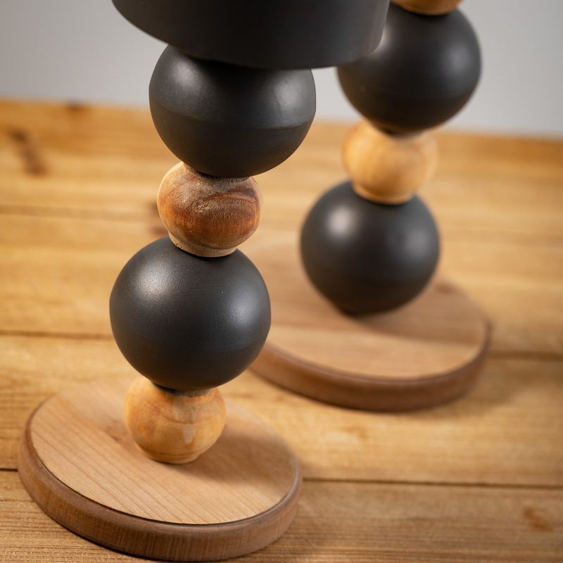 Sullivans Stacked Sphere Pillar Candle Holders Set of 2, 14"H & 11.25"H Black, 2 of 5