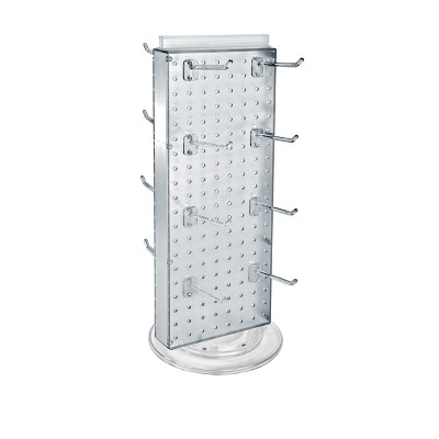 Black Rectangular Pegboard Counter Display with Revolving Base and Hooks