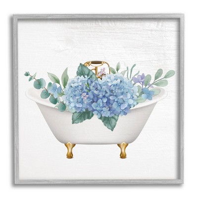 Stupell Industries Chic Bathtub Hydrangea Blossoms Framed Giclee Art