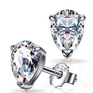 Paaaawaters 925 Sterling Silver Pear Shape 5A Cubic Zirconia Stud Earring - 1 of 4
