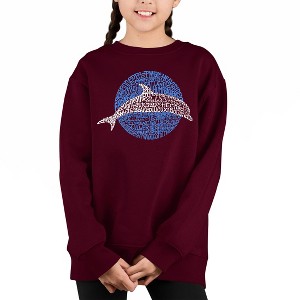LA Pop Art Species Of Dolphin - Girl's Word Art Crewneck Sweatshirt - 1 of 3