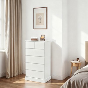 ORRD 6 Drawer Dresser for Bedroom, Tall Chest of Drawers with Concealed Handles, Modern Vertical Storage Cabinet, White - 1 of 4