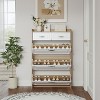 Gulches White Oak Color Shoe Cabinet 3 Rotating Doors 2 Drawers 24 Pairs Capacity Dust Proof Modern Minimalist Storage - 2 of 4